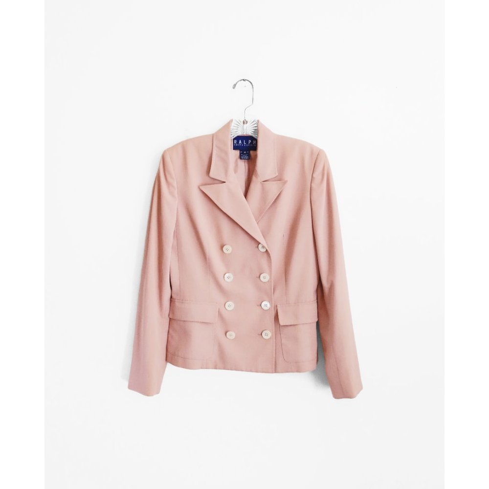 Vintage 90s Ralph Ralph Lauren Light Salmon Pink Shorts Suit 4/6 fit 2 - Picture 2 of 8